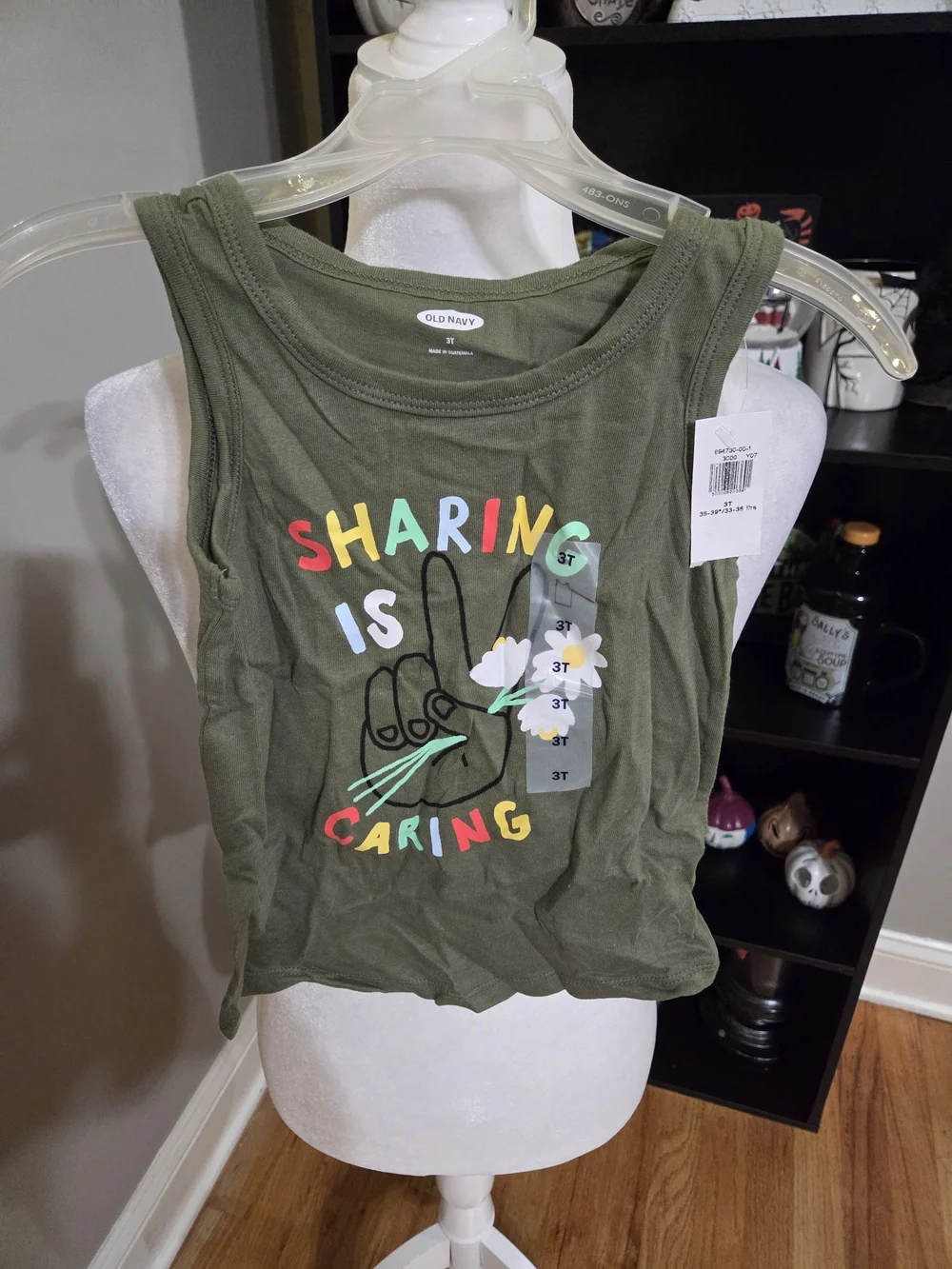 Old Navy Olive Green Kids' Tank Top with Colorful 